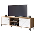 Miniatyrbillede 1 af 8: Rootz Touch Lowboard - TV Stand - Media Unit - Entertainment Center - Storage Console - Display Shelf - Artisan Oak/White - 183x56x40 cm