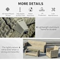 Miniatyrbillede 5 af 11: Rootz Polyrattan Havemøbelsæt - Havemøbler - Havesæt - Loungesæt - Loungemøbler med sofabord - Aluminium - Sædehynder - Brun/grå - 193L x 77W x 80,5H