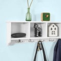 Miniatyrbillede 4 af 6: Rootz White Wall Display Opbevaringsenhed med 4 komponenter 5 kroge - Væg knagerækker Badeværelse køkkenskab