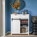 Miniatyrbillede 2 af 9: Rootz Moderne køkkenskab - Skænk med skydedør - Kommode - Buffet - Justerbare hylder - Elegant sort/hvidt design - Nem montering - 80 cm x 35 cm x 93
