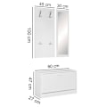 Miniatyrbillede 5 af 7: Rootz væghængt garderobe med spejl & skoskab spånplade hvid - Modern Hallway Compact Garderobe til jakker & sko - komplet garderobe