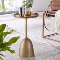 Miniatyrbild 6 av 7: Rootz sidobord guld 33x33x53 cm sidobord aluminium - Runt soffbord i metall - Vardagsbord Soffa Modern - Soffbord högt