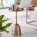 Miniatyrbillede 6 af 7: Rootz sidebord guld 33x33x53 cm sidebord aluminium - Rundt metal sofabord - Stuebord Couch Modern - Sofabord højt
