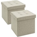 Miniatyrbillede 1 af 8: Rootz sammenfoldelige opbevaringskamler - Osmanniske taburetter - Pladsbesparende møbel - Linnedmateriale - 37,5 cm x 37,5 cm x 38 cm