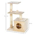 Miniatyrbild 7 av 10: Rootz skrapstolpe - Cat Tree Tower - Sisal Cat Tree - Sisal skrapstolpar - Beige - 50 x 30 x 80 cm