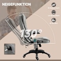 Miniatyrbillede 7 af 10: Rootz Massage Kontorstol - Ergonomisk Executive Stol - Varmeelementer - Højdejusterbar - 68cm x 72cm x 110-120cm - Grå