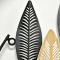 Miniatyrbillede 4 af 7: Rootz 3D vægmalerier - Sæt med 2 moderne vægdekoration - Metal vægdekoration - Badeværelse - Stue - Soveværelse - Spisestue - Guld + Sort - 40L x 46H