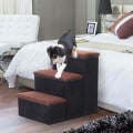 Pikkukuva 1 / 11: Rootz Pet Stair - Musta - Suunniteltu puu, mokka, fleece - 15,75 cm x 21,26 cm x 18,89 cm