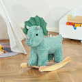 Miniatyrbillede 11 af 11: Rootz gyngehest - gyngedyr til børn - gyngehest i plys til børn - Triceratops-formet legetøj - Mørk/grøn - 64 x 30 x 54 cm