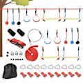 Miniatyrbillede 1 af 4: Rootz Ninja Slackline klatresæt - 30 stykker - 10m reb til børn 3-6 år - blå + sort + rød - 1000 cm x 40 cm x 100 cm