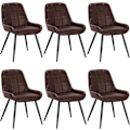 Miniatyrbild 1 av 8: Rootz matstolar Set med 6 - Stoppad köksstol - Stolar i konstläder - Böjt ryggstöd - Metallben - Ergonomisk design - 38cm x 43cm x 81,5cm