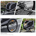 Miniatyrbillede 6 af 11: Rootz Pet Cykeltrailer - Cykeltrailer - Hundetrailer - Sammenklappelig - Universaltræk - Trailer - Stål/Polyester - Grå/Sort - 130 X 73 X 90cm