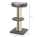 Pikkukuva 3 / 10: Rootz Cat Tree - Play Tree - Scratching Post - Cats 2-tier Scratching Tree - E1 Chipboard - Grey - 45 x 45 x 91 cm