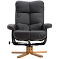 Miniatyrbild 4 av 11: Rootz Relax stol - Fotstöd - Fotpall - Konstläder - Massivt trä - Liggfunktion - 80 x 86 x 99 cm - Svart