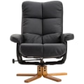 Miniatyrbillede 4 af 11: Rootz Relax stol - Fodstøtte - Fodskammel - Kunstlæder - Massivt træ - Liggefunktion - 80 x 86 x 99 cm - Sort