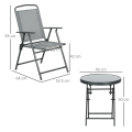 Miniatyrbillede 3 af 7: Rootz Udendørs Bistro Møbelsæt - Have Bistro Sæt - Foldebar Bistro Sæt - Hærdet glas - Mesh stof - Lysegrå - 53,5 cm x 64 cm x 93 cm