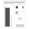 Miniatyrbillede 6 af 7: Rootz Sidefortelt - Udendørsskærm - Solskærm - 200x300cm - Antracitfarve - Holdbart stål - UV-resistent - 8,9 kg - 220g/m² polyester