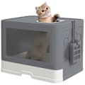 Miniatyrbillede 1 af 5: Rootz Cat kattebakke - Dæksel - Skovl - 2 udgange - Kat op til 4 kg - Udtræksskuffe - Plastik - Grå - Hvid - 48,5 X 38 X 36,5 Cm