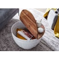 Miniatyrbillede 3 af 7: Rootz sofabord Mango 60x36x60 cm massivt træ metal hvid industrirundt - Design stuebord med opbevaringsplads - Loungebord sofabord moderne