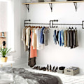 Miniatyrbillede 3 af 8: Rootz industrielle tøjstang på væggen - Tøjstativ - Garderobe - Tøjstænger - 110 x 30 x 29,3 CM