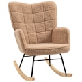 Miniatyrbillede 1 af 9: Rootz Retro gyngestol i massivt træ - Hvilestol - Afslapningsstol - Elegant design - Buede træløbere - Tyk polstring - 92 cm x 71 cm x 101 cm - Brun