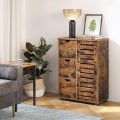 Miniatyrbillede 5 af 9: Rootz skænk - Opbevaringsskab - Skænk - 3 skuffer - Foldedør - Justerbare hylder - Brun - Sort - Industriel - Forarbejdet træ - Metal - 60 x 30 x 80 c