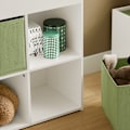 Miniatyrbillede 7 af 8: Rootz børnebogreol med 2 stofæsker - Legetøjshylde - Opbevaringsstativ - MDF-konstruktion - Væg sikker vippelås - Pladsbesparende design - 60 cm x 36