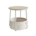 Miniatyrbillede 1 af 8: Rootz 3-delt sidebord - Beige bord - Spånplade stål polyester - Opbevaringskurv - Letvægts - Robust konstruktion - 45cm x 50cm x 50cm