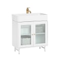 Miniatyrbillede 1 af 9: Rootz underskab til håndvask til badeværelse - Opbevaring af vasketøj - Organisering under håndvask - Elegant design i hvidt og glas - Rummelig opbeva