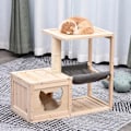 Miniatyrbild 6 av 6: Rootz Cat House - Cat House with Hammock - Cat Cave - Cat Tree - Cat Activity Center - Gran Wood - Naturlig - 70 x 35 x 60 cm