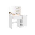 Miniatyrbillede 6 af 7: Rootz Toiletbord - Med hylder og skuffe - Makeup Skrivebord med hylder - Soveværelse Organizer - Vaskebord - Stilfuldt vaskebord - Spånplade - Hvid -