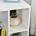 Miniatyrbillede 4 af 6: Rootz C Shape Side Table - Coffee Table - Stand Table - Corner Desk -Portable Sofa Table with Shelf - Wheels for Small Area - E1 Chipboard - White - 4