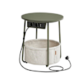 Miniatyrbillede 1 af 9: Rootz 3-delt sidebord - Forest Green Creme White - Spånplade Stål Polyester - Bærbare udendørsmøbler - Opbevaringskurv - Letvægts - 45cm x 50cm x 50cm