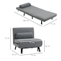 Miniatyrbillede 3 af 10: Rootz Foldeseng - Alsidig Sovesofa - Tilbagelænet ryglæn - Stålramme - Linnedlook - 75cm x 70cm x 75cm (Sofa) / 180cm x 75cm x 25cm (Senge)