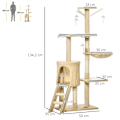 Miniatyrbillede 5 af 7: Rootz Scratching Post - Cat Tree - Cat Climbing Tree - Climbing Tree - Cat Scratching House - Cat Cave - 4 Toys - Beige + White - 50 x 35 x 134.2 cm