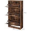 Miniatyrbillede 4 af 8: Rootz Skoskab - Organizer - 3 hængslede døre - Brun - Forarbejdet træ - 60 x 24 x 120 cm