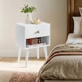 Miniatyrbillede 3 af 6: Rootz Bedside Table - Side Bord - Natbord med skuffe - Træben - Rumbesparende - 28 x 39 x 55 cm
