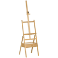 Miniatyrbillede 1 af 3: Rootz staffeli - Artist staffeli - Højdejusterbar - Bundskuffe - Praktisk opbevaring - 1 skuffe - Bøgetræ - Naturlig + Sort - 43,5L x 43W x 150-190H c