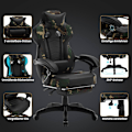 Miniatyrbild 5 av 9: Rootz Gaming Chair - Kontorsstol - Racing Chair - Justerbar höjd & fällbar - Ergonomisk design - 121-128cm x 56cm x 46cm