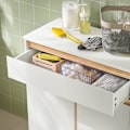Miniatyrbillede 6 af 9: Rootz vaskeskab med vaskepose - Vasketøjsopsamler - Badeværelsesmøbler - MDF og gummitræ - Vippebeskyttelse - Fleksibel opbevaring - 71cm x 33cm x 85c