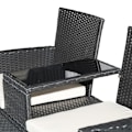 Miniatyrbillede 4 af 7: Rootz Polyrattan Lounge Havebænk - Sort, Beige - Polyrattan, Stål, Glas - 52,36 cm x 24,8 cm x 33,07 cm