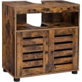 Miniatyrbillede 1 af 9: Rootz Badeværelsesmøbel - Underskab til håndvask - Fordybning - Åbent rum - Franske døre - Industriel - Brun - Sort - Forarbejdet træ - 60 x 30 x 63 c