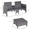 Pikkukuva 10 / 10: Rootz Double Sofa - Garden Sofa - Garden Furniture - Garden Set - Seater Sofa - 2 x Stool Cushions