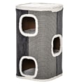 Miniatyrbild 1 av 5: Rootz Cat Scratch Barrel - Kattskrapstolpe - 3 nivåer Cat Tree - Klätterträd för katter - Kattmöbler - Polyester - Grå/Vit - 40 x 40 x 74 cm