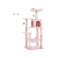 Miniatyrbillede 1 af 6: Rootz Cat kradsestolpe - Kitty Tree - Cat Tower - Spånplade Plys Sisal - 55cm x 45cm x 143cm - Pastel Pink - Robust konstruktion - Flere katte - Nem m