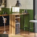 Miniatyrbillede 2 af 8: Rootz Modern Bar Bord - Køkkenø - Spisebord - Industrielt design - Rummelig opbevaring - Vinglasholdere - Flaskestativ - 110cm x 105cm x 50cm