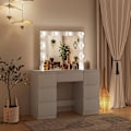 Miniatyrbillede 5 af 9: Rootz White Toiletbord - Vanity Desk - Makeup Bord - Justerbar LED-belysning - Rigelig opbevaring - Holdbart design - 110 cm x 140,5 cm x 39,5 cm