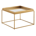 Miniatyrbillede 7 af 7: Rootz sofabord glas metal 60x60x41 cm sofabord guld spejlet - Design stuebord Firkantet - Lille sofabord Moderne spejlglas - Sidebord sidebord stue