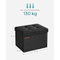 Miniatyrbillede 4 af 5: Rootz Black Seat Kiste - Ottoman - Opbevaringsboks - Imiteret linned - MDF - Skum - 31cm x 41cm x 31cm