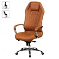 Miniatyrbild 3 av 7: Rootz Executive Chair - Äkta läder - Armstöd i aluminium - Ergonomisk design - Karamellfärg - 126-136cm x 70cm x 70cm